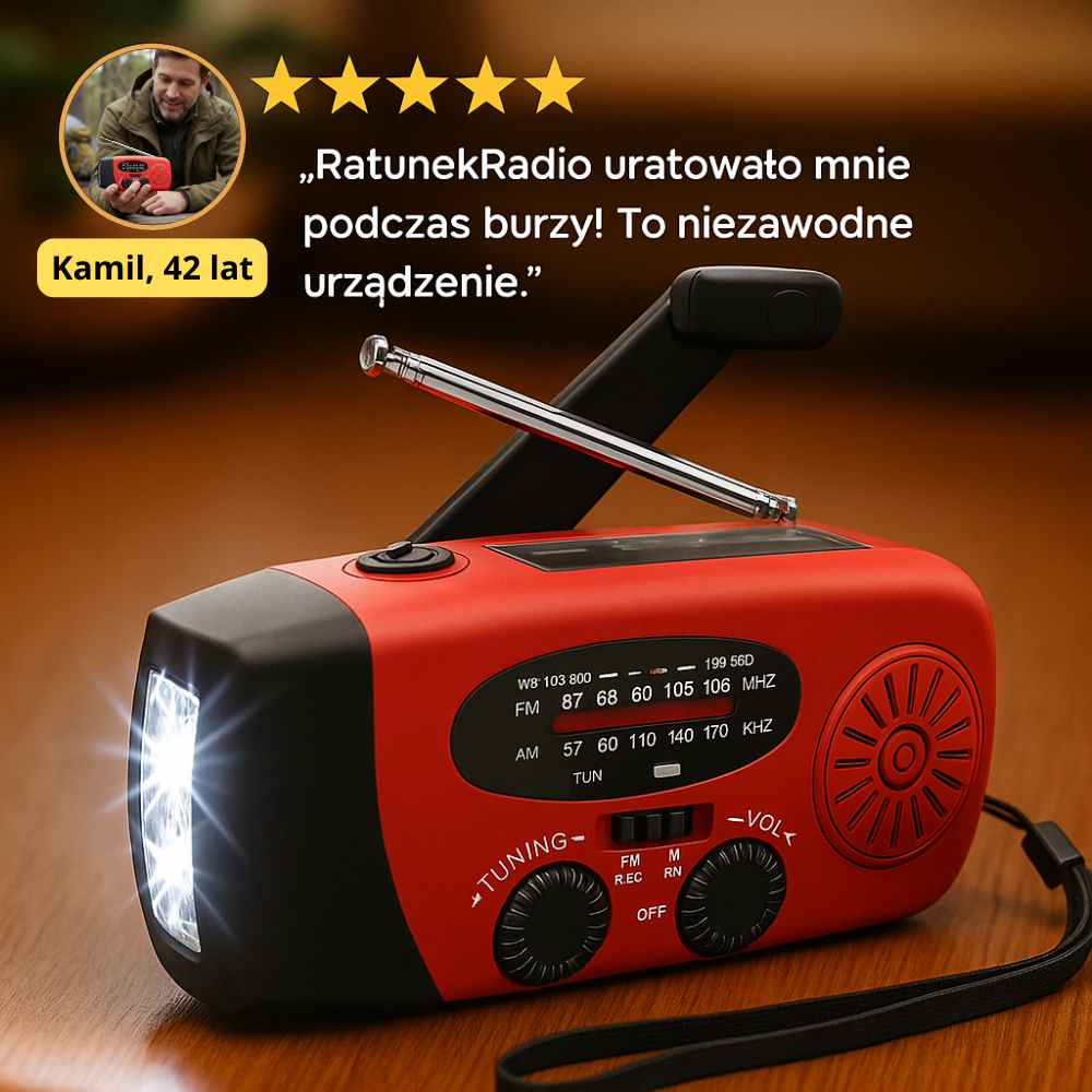 RatunekRadio™ - 5w1 z latarką i powerbankiem